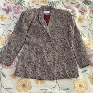 Women’s 2P Casual Corner Brown Paisley Suit Jacket